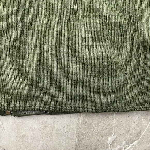 Pendleton Jacket Womens 2X Leather Merino Wool Full Zip Coat Sweater Army Green - Picture 8 of 11